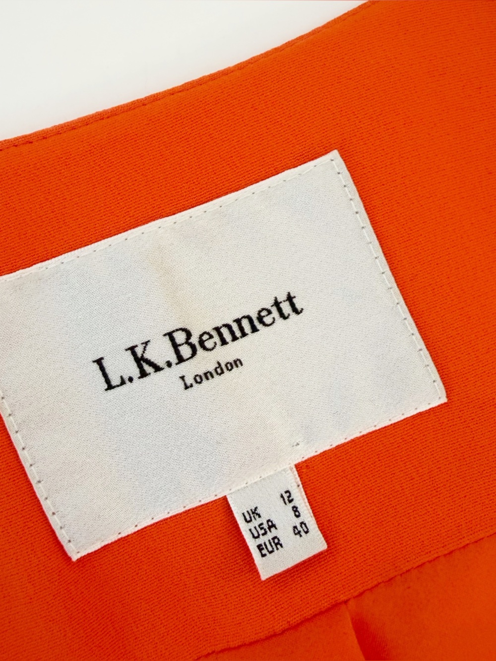 L.K. Bennett Dress Womens US 8 Orange Wrap Midi Classic - Picture 4 of 8